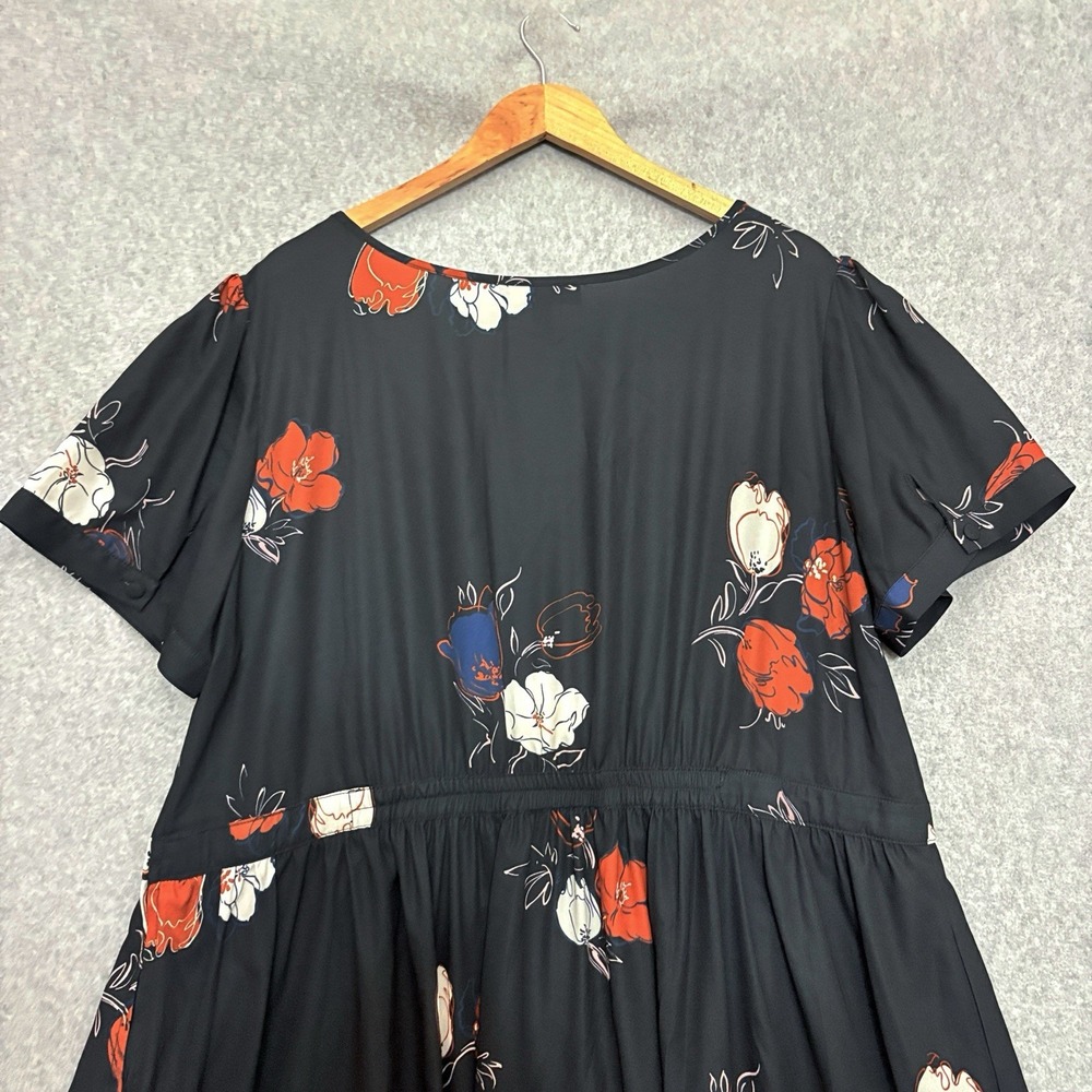 ModCloth 3X Dress Whats the Scoop Black Floral Babydoll Retro‎ 50s Rockabilly - Picture 6 of 11
